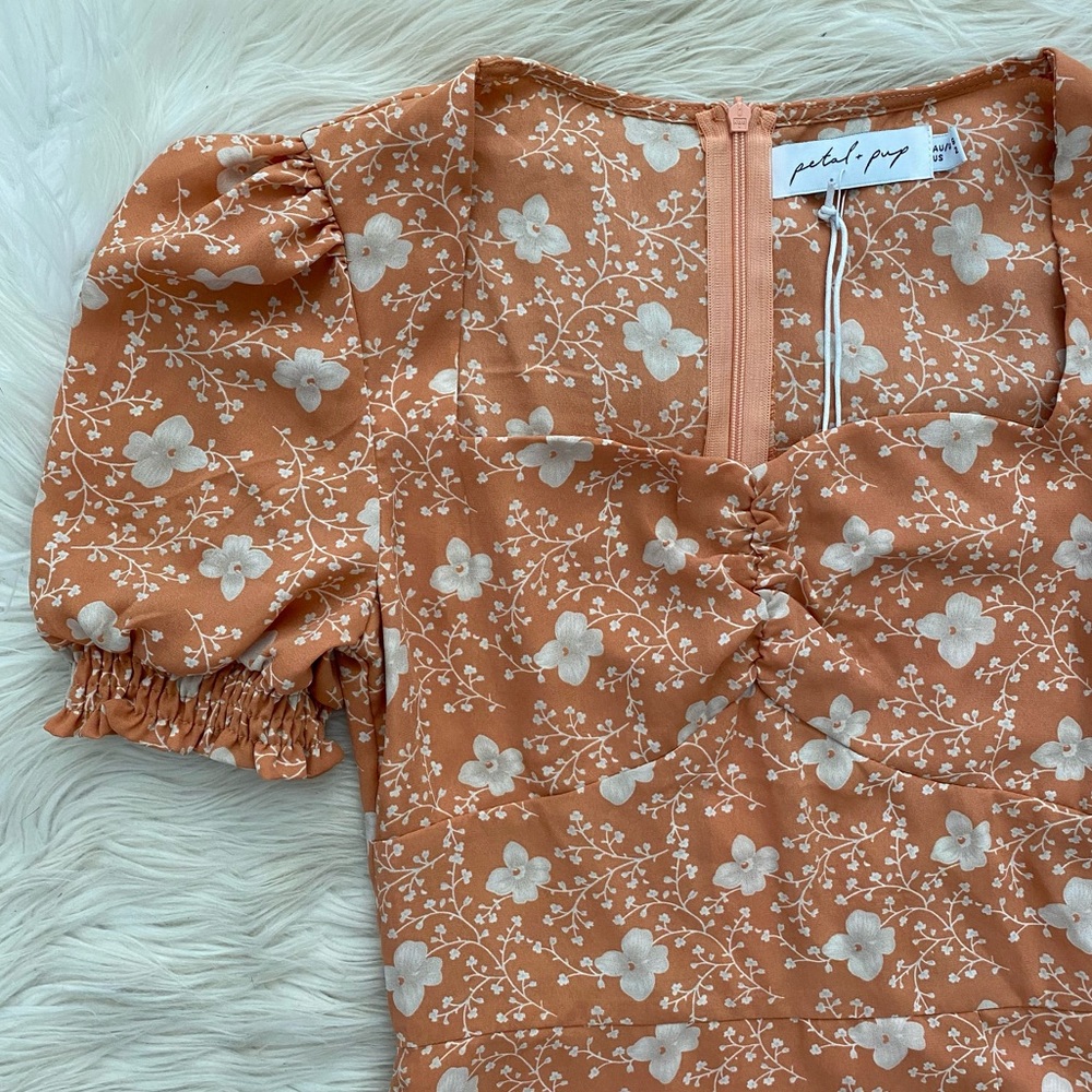 Petal & Pup Orange Floral Midi Dress - Picture 5 of 12